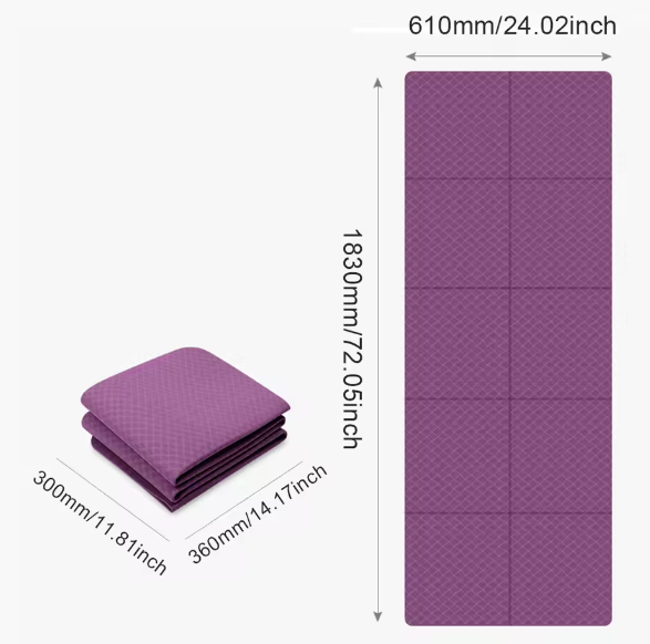 Foldable Yoga Mat 4mm Thick Workout Mat Double Sided TPE Pilates Mat Non-slip Multifunction for Yoga Pilates & Floor Workouts