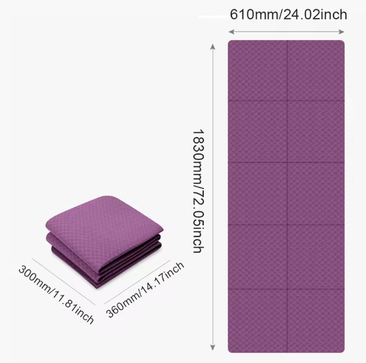 Foldable Yoga Mat 4mm Thick Workout Mat Double Sided TPE Pilates Mat Non-slip Multifunction for Yoga Pilates & Floor Workouts
