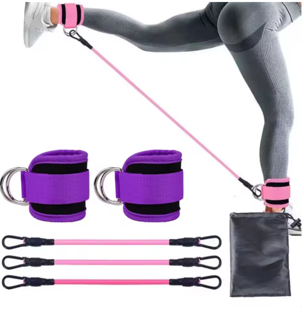 Ankle Straps Resistance Bands Set for Gym Yoga Pilates Crossfit Strength Training Workout - Women Weight Sports Trainer