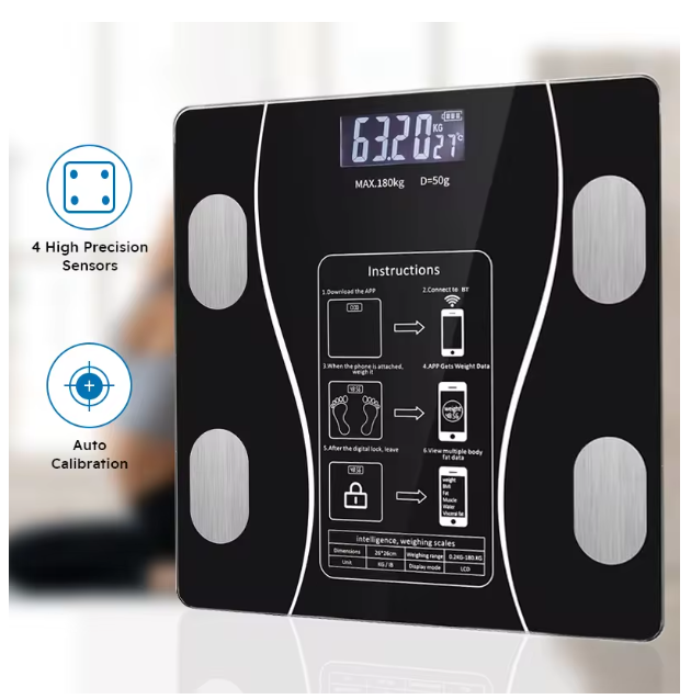 Smart Body Fat Scale Wireless LED Digital Bathroom Weight Scale Body Composition Analyzer Testing Scale