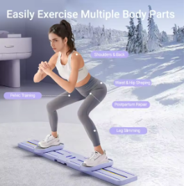 Foldable 3-in-1 Ski Trainer: Leg, Pelvic & Hip Strengthener for Postpartum Women, Home Gym Equipment