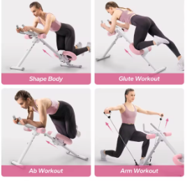 MERACH Ab Machine Adjustable Trainer Workout Foldable Knee Protection Abdominal Exercise Machine Core Ab Exercise System Trainer