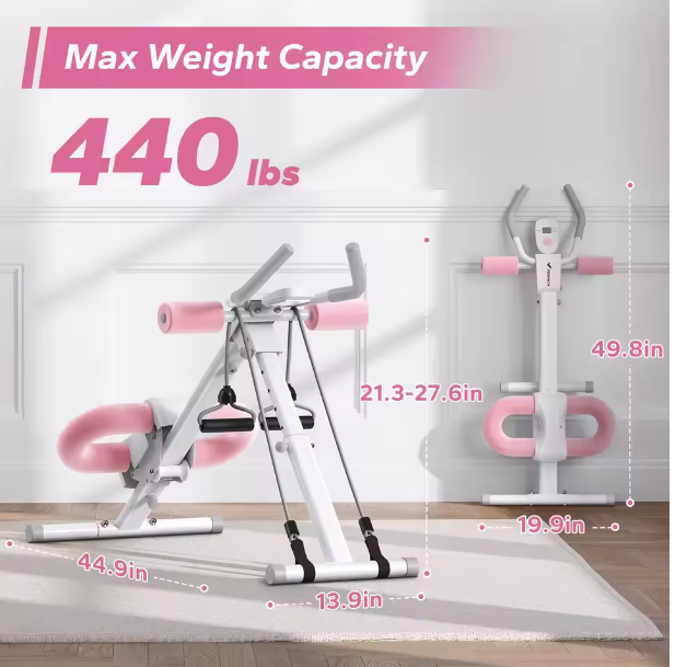 MERACH Ab Machine Adjustable Trainer Workout Foldable Knee Protection Abdominal Exercise Machine Core Ab Exercise System Trainer